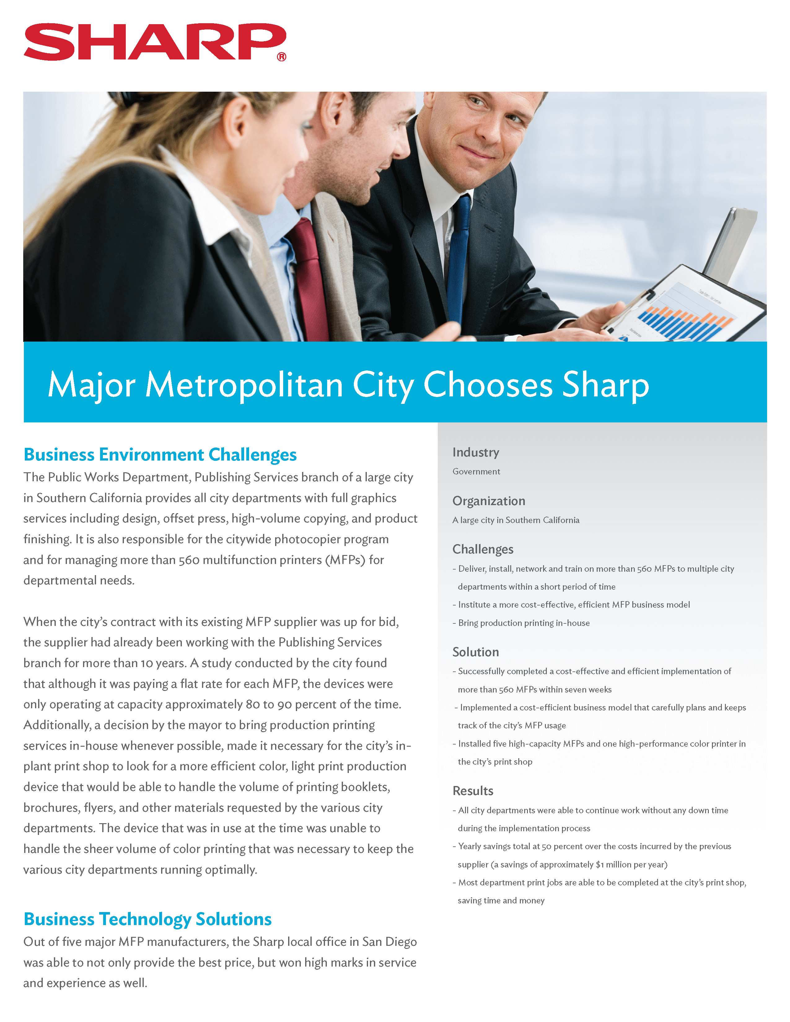 Metropolitan city saves 50% over the cost incurred by the previous supplier